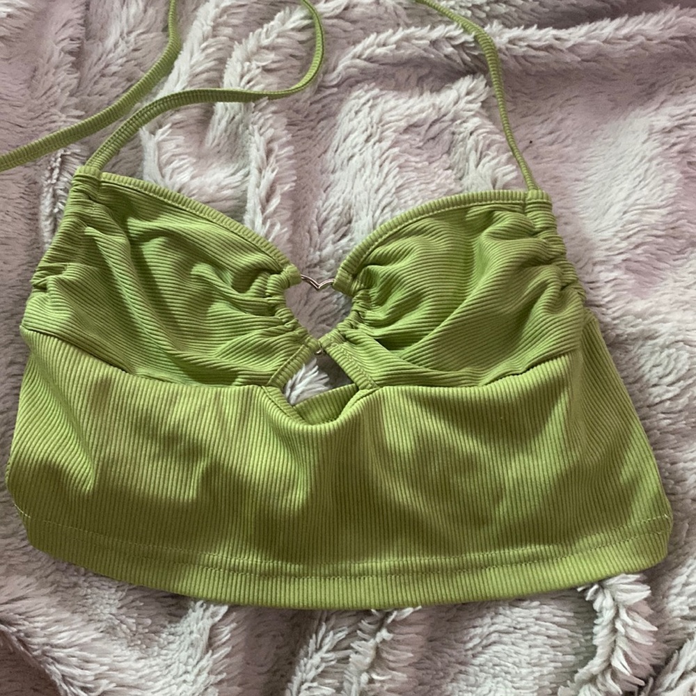 Green heart cutout Crop top